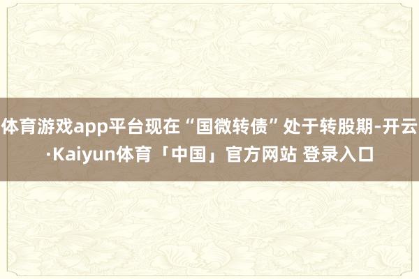 体育游戏app平台现在“国微转债”处于转股期-开云·Kaiyun体育「中国」官方网站 登录入口