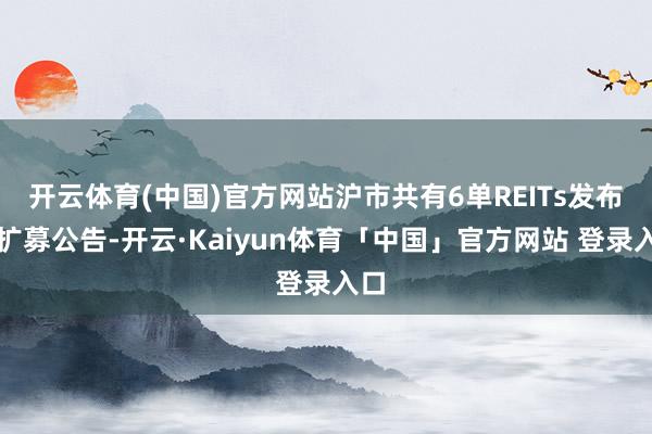 开云体育(中国)官方网站沪市共有6单REITs发布了扩募公告-开云·Kaiyun体育「中国」官方网站 登录入口